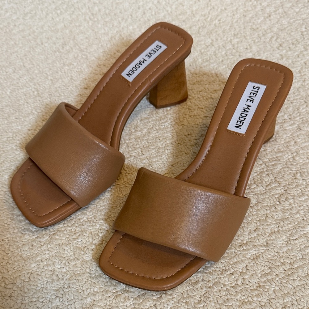 Steve Madden Brown Block Heel Mules